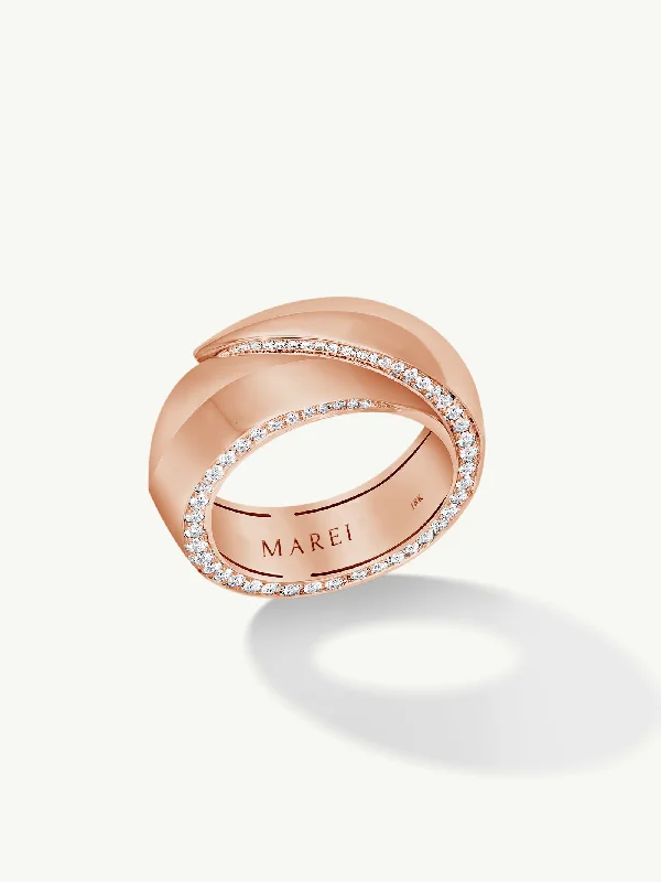 Engagement rings with pink tourmaline for charm -Sahara Oasis Ring With Pavé-Set Brilliant White Diamonds In 18K Rose Gold, 8mm