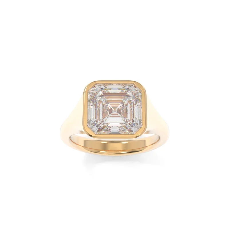 Engagement rings with pearl accents for elegance -Sculpted Signet Ring Asscher