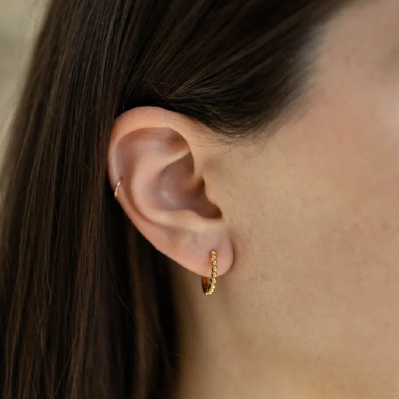 Hoop earrings with luxe velvet finishes for a rich and luxurious touch-Small Beaded Hoop Earrings in Gold