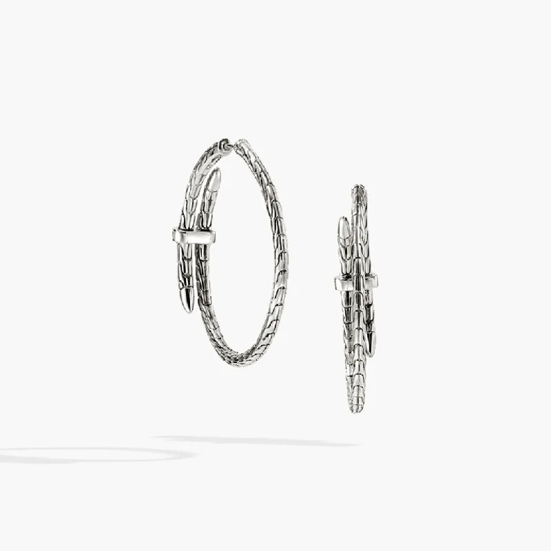 Large hoop earrings for a bold and statement-making fashion accessory-Spear Silver 0.12cttw Diamond Pave Hoop Earrings by John Hardy