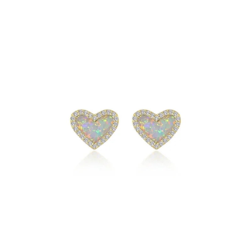 Best hoop earrings with geometric cuts for a sharp, modern appeal-SS/GP 3.9cttw Cultured Freshwater Mother of Pearl Heart Studs with Simulated Diamonds