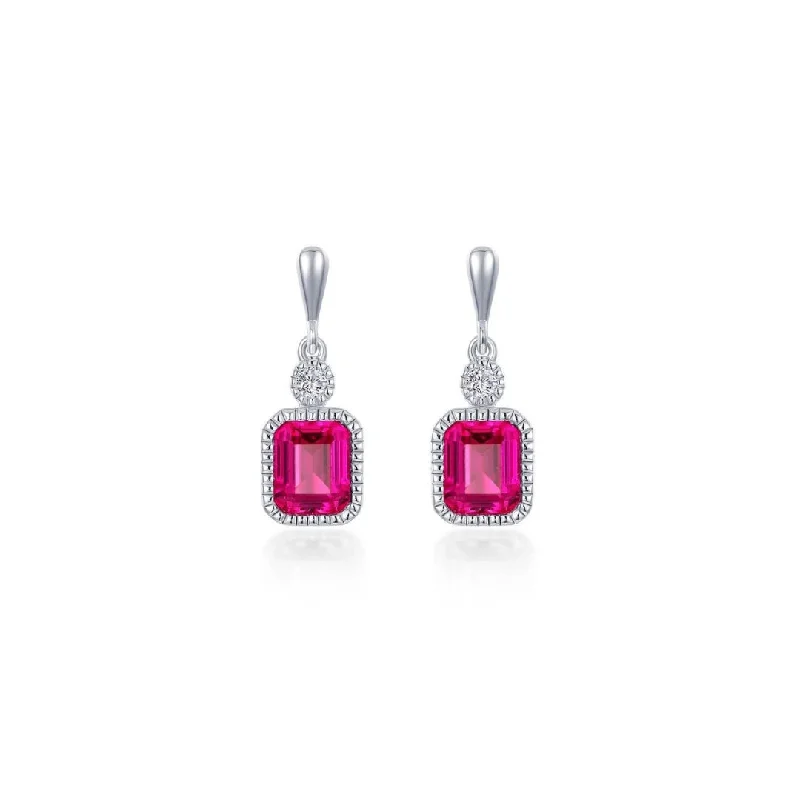 Best hoop earrings with geometric hexagon shapes for a modern, angular look-SS/PT 1.82cttw Simulated Diamond & Lab Grown Ruby Earrings