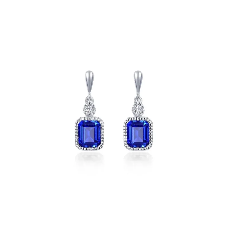 Best hoop earrings with textured silver for a rustic and organic finish-SS/PT 1.82cttw Simulated Diamond & Lab Grown Sapphire Earrings