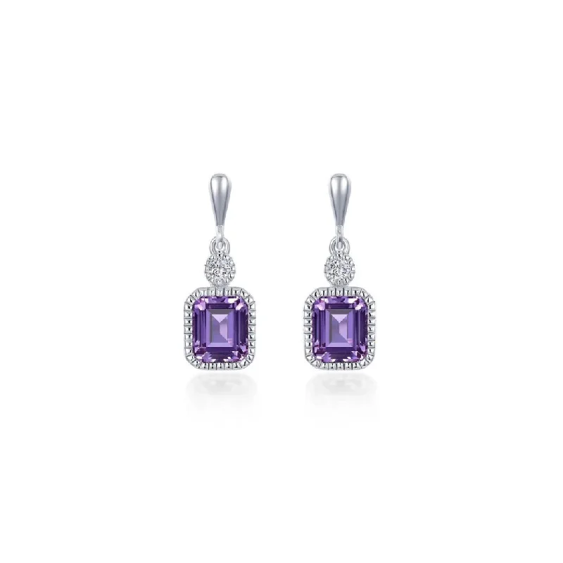 Best hoop earrings with delicate chain details for a trendy and stylish design-SS/PT 1.82cttw Simulated Diamond & Simulated Amethyst Earrings