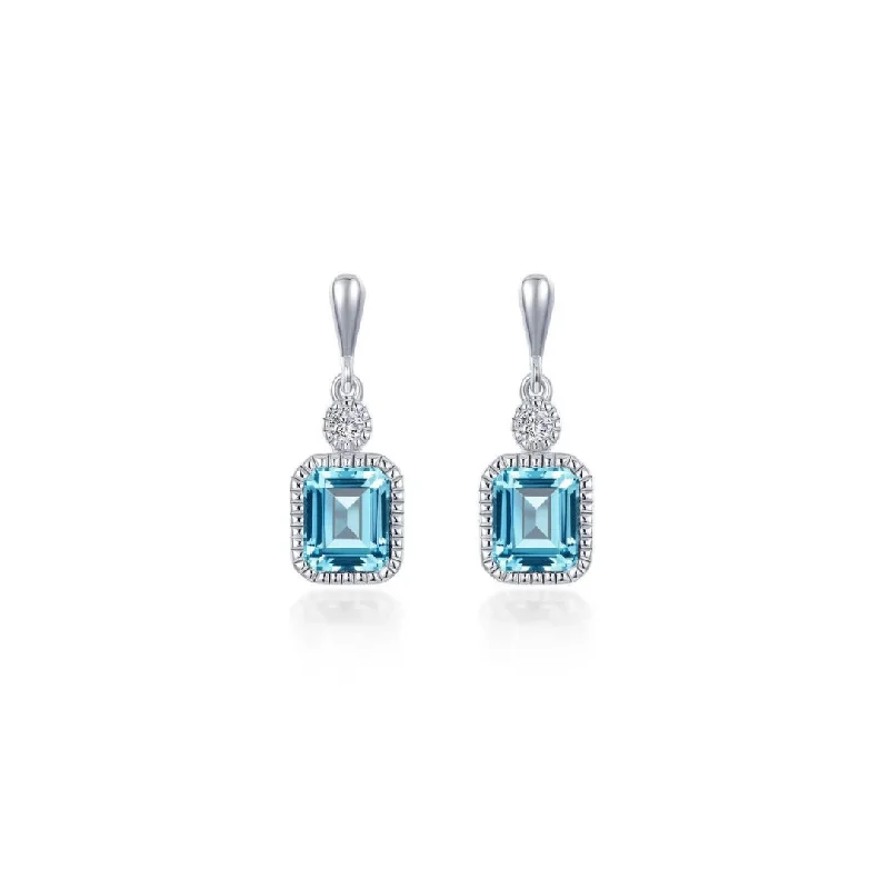 Hoop earrings with oversized designs for a bold, fashion-forward statement-SS/PT 1.82cttw Simulated Diamond & Simulated Aquamarine Earrings