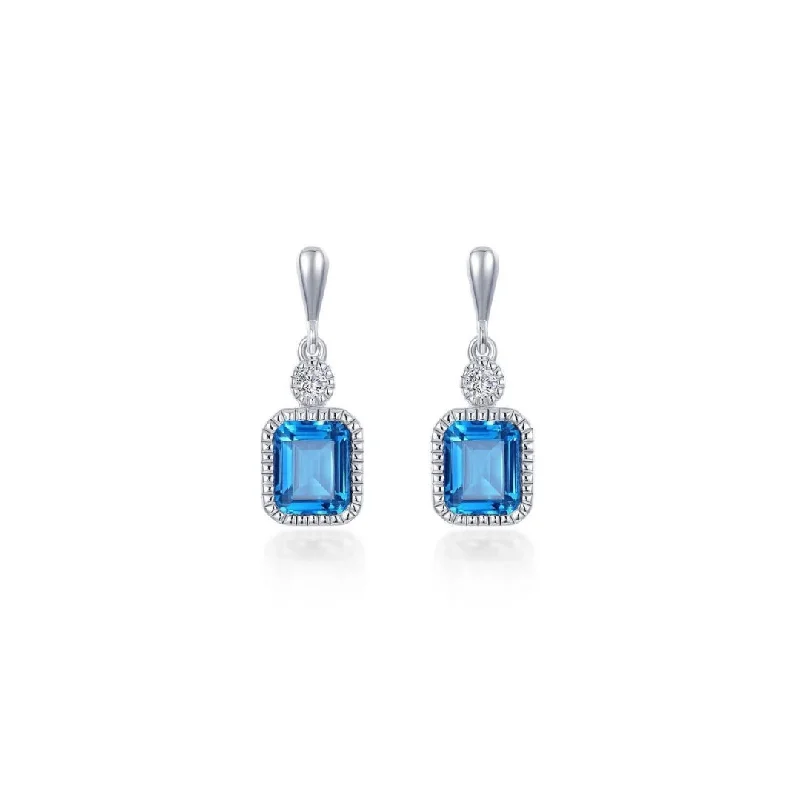 Hoop earrings with removable pendants for a versatile and customizable accessory-SS/PT 1.82cttw Simulated Diamond & Simulated Blue Topaz Earrings