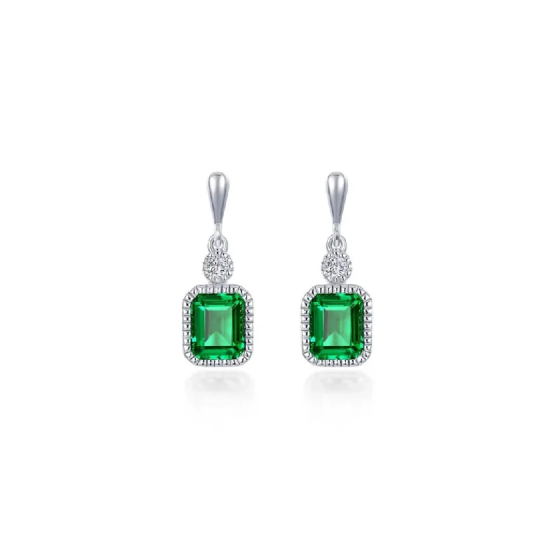 Hoop earrings with multi-tone finishes for a colorful and layered effect-SS/PT 1.82cttw Simulated Diamond & Simulated Emerald Earrings