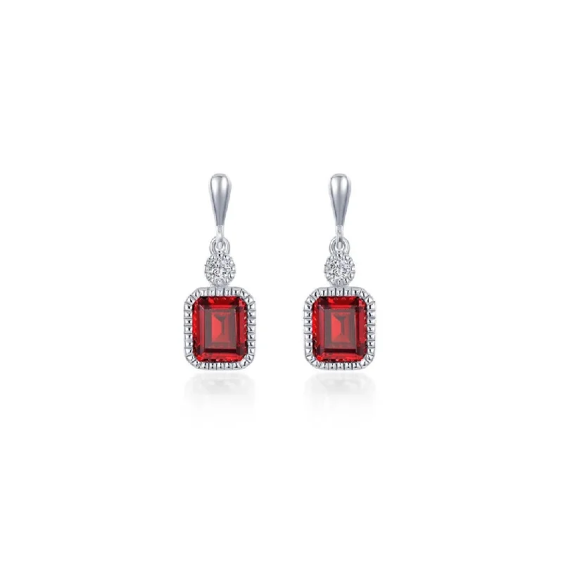 Hoop earrings with hearts for a sweet and romantic gesture-SS/PT 1.82cttw Simulated Diamond & Simulated Garnet Earrings