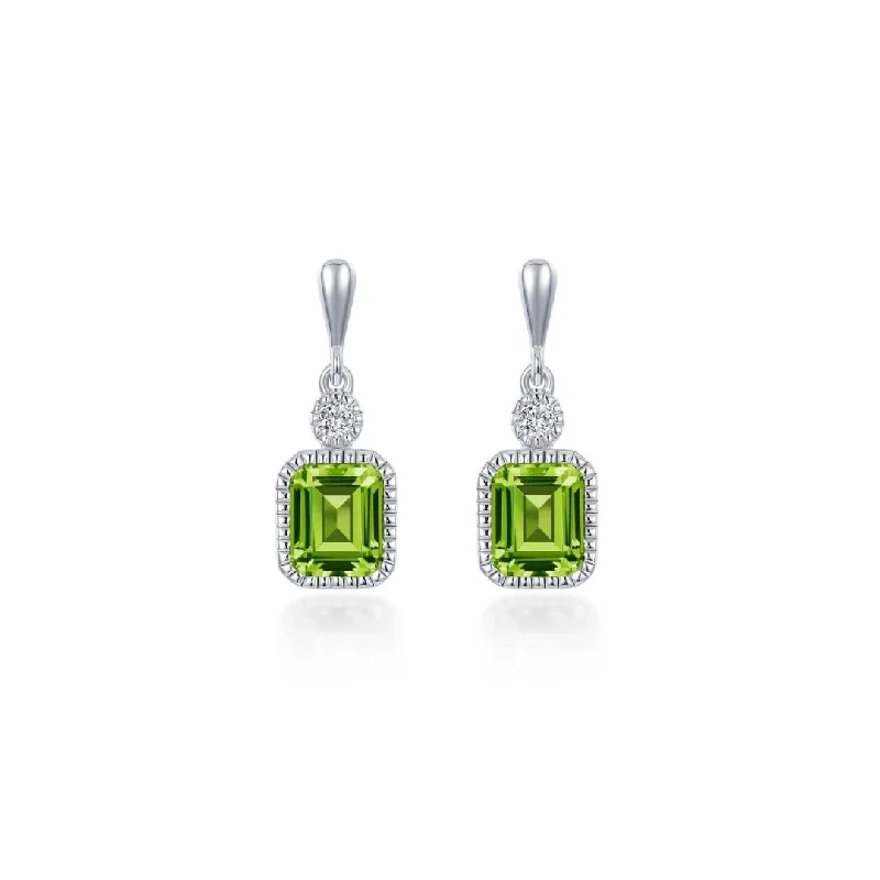 Best hoop earrings with satin ribbons for a soft, feminine appearance-SS/PT 1.82cttw Simulated Diamond & Simulated Peridot Earrings