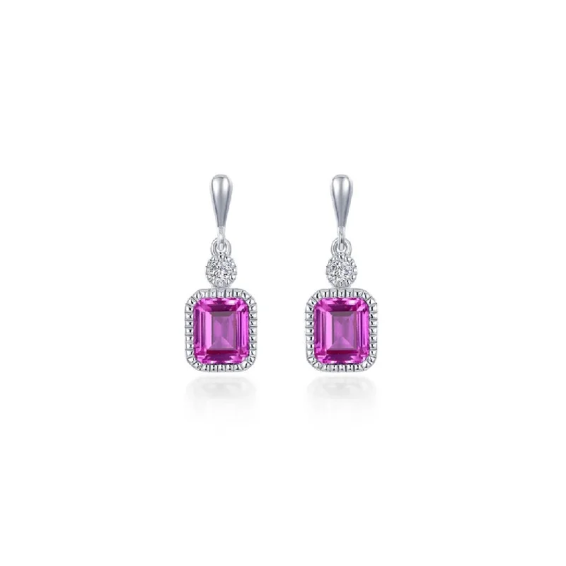 Hoop earrings with colorful beads for a fun and playful vibe-SS/PT 1.82cttw Simulated Diamond & Simulated Pink Tourmaline Earrings