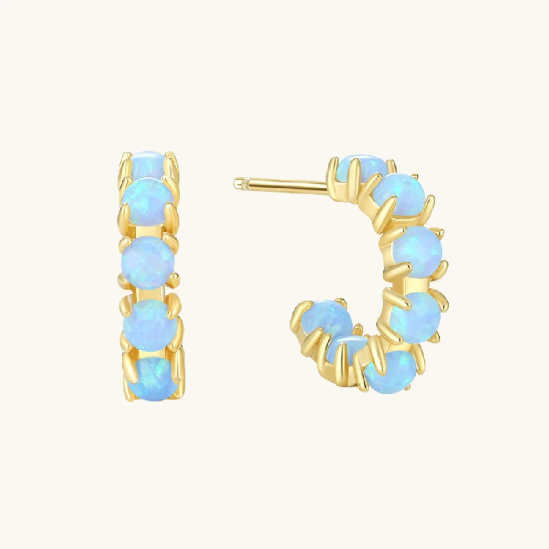 Hoop earrings with circle designs for a classic and timeless shape-Blue Mini Opal Hoops