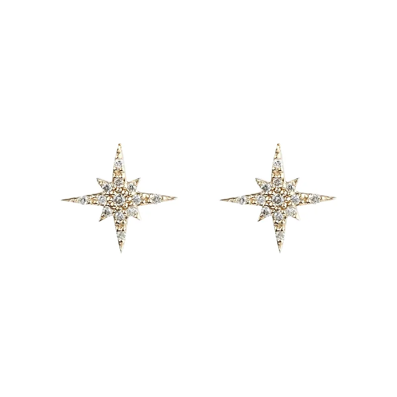 Best hoop earrings with textured silver for a rustic and organic finish-Starburst Diamond Studs