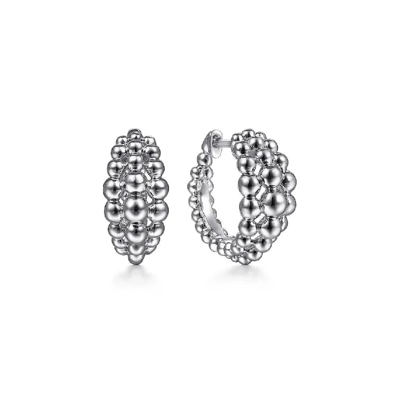 Stylish hoop earrings with diamond accents for an elegant and sparkling effect-Sterling Silver Bujukan Huggie Earrings by Gabriel