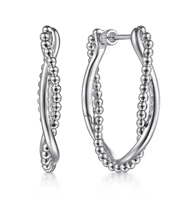 Best hoop earrings with gold-plated finishes for an affordable luxury vibe-Sterling Silver Bujukan Intricate 30mm Hoop Earrings by Gabriel