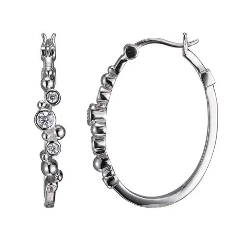 Best hoop earrings with stacked layers for a dimensional and bold look-Sterling Silver Cubic Zirconia Fashion Hoop Earrings by ELLE