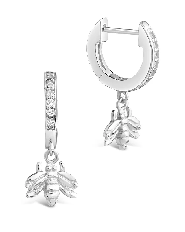 Best hoop earrings with minimalist designs for a clean and modern aesthetic-Sterling Silver CZ Bee Micro Hoops