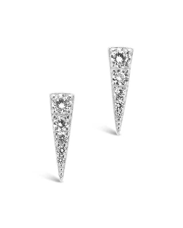 Hoop earrings with gold accents for a warm, elegant statement piece-Sterling Silver CZ Pyramid Studs