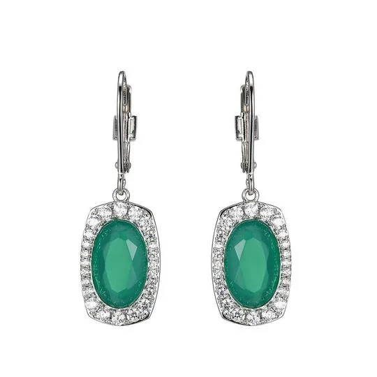 Best hoop earrings with tribal designs for a cultural and exotic aesthetic-Sterling Silver Earrings with Genuine Chrysoprase by ELLE