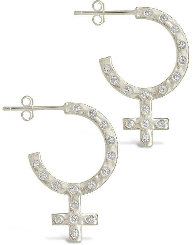 Hoop earrings with abstract wirework for an artistic, unique look-Sterling Silver Empower CZ Hoop Earrings