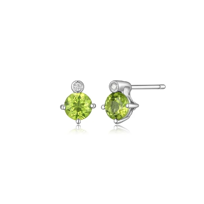 Best hoop earrings with custom engravings for a personalized and meaningful gift-Sterling Silver Genuine Peridot Birthstone Earrings by ELLE