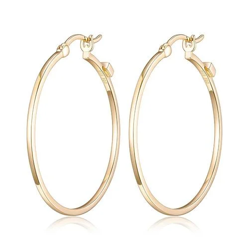 Hoop earrings with hammered copper for a warm and rustic aesthetic-Sterling Silver Gold Plated Hoop Earrings by ELLE