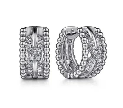 Hoop earrings with rhinestone-studded rims for a glamorous touch-Sterling Silver Twisted Bujukan 0.27cttw White Sapphire Huggie Earrings by Gabriel