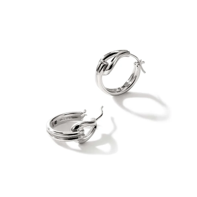 Best hoop earrings with braided leather for a rustic, stylish finish-Surf Sterling Silver Small Hoop Earrings by John Hardy