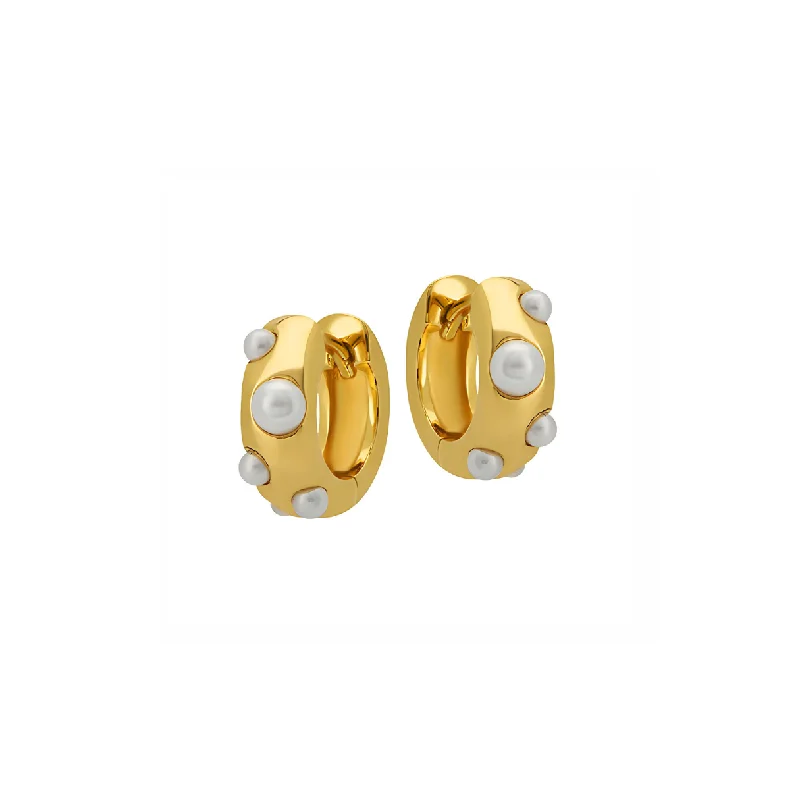 Best hoop earrings with gold for a luxurious and timeless look-Sylvie Pearl Huggie Hoop Earrings in Gold