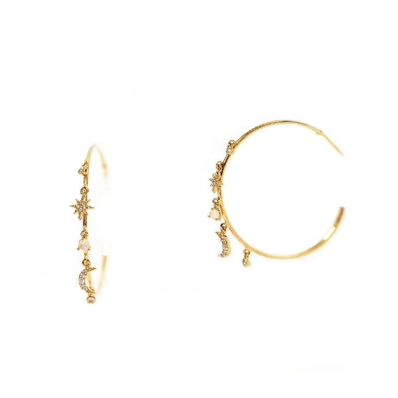 Hoop earrings with a matte finish for a sleek and sophisticated appearance-TAI Charm Hoop Earring -Gold