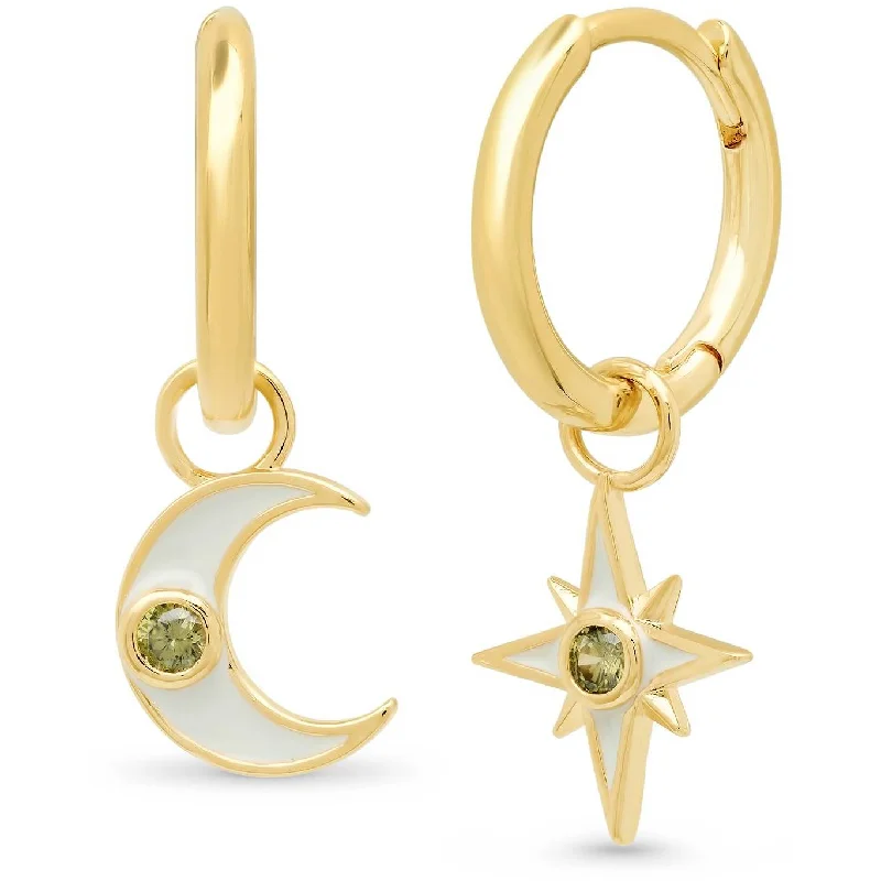 Large hoop earrings for a bold and statement-making fashion accessory-TAI Celestial Mismatched Charm Dangle Hoops