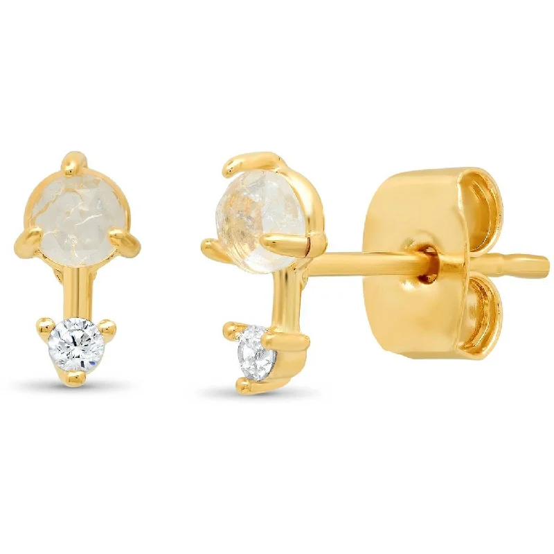 Best hoop earrings with oval shapes for a unique and elongated design-TAI Clear Rock Crystal Stud with Gold Bar