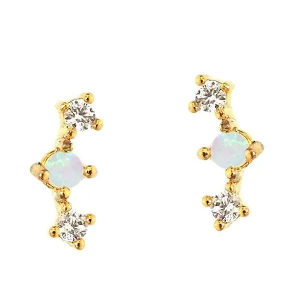 Best hoop earrings with snake-inspired designs for an edgy and fierce vibe-TAI CZ and Opal Mini Bar Post