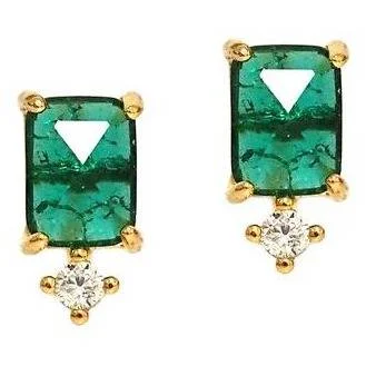 Hoop earrings with faceted crystals for added sparkle and shine-TAI Emerald Stone Earrings with CZ Drop