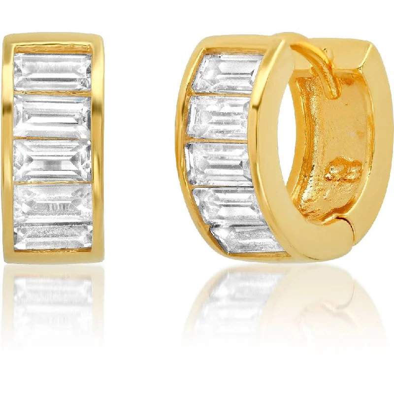 Classic hoop earrings with a thin profile for a sleek and subtle style-TAI BAGUETTE HUGGIES