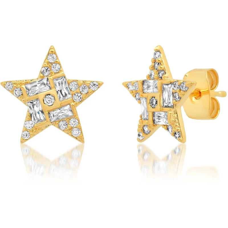 Best hoop earrings with gemstone accents for a colorful and elegant appearance-TAI GOLD PAVE STAR STUDS