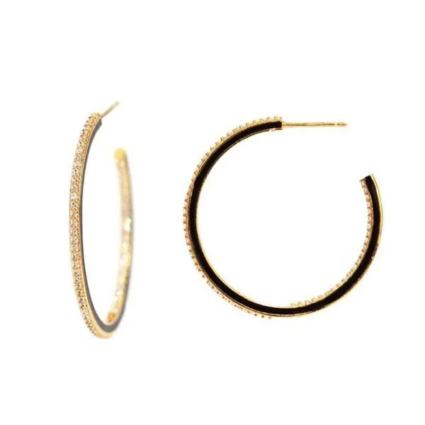 Hoop earrings with hammered copper for a warm and rustic aesthetic-TAI Medium Pave Enamel Hoops