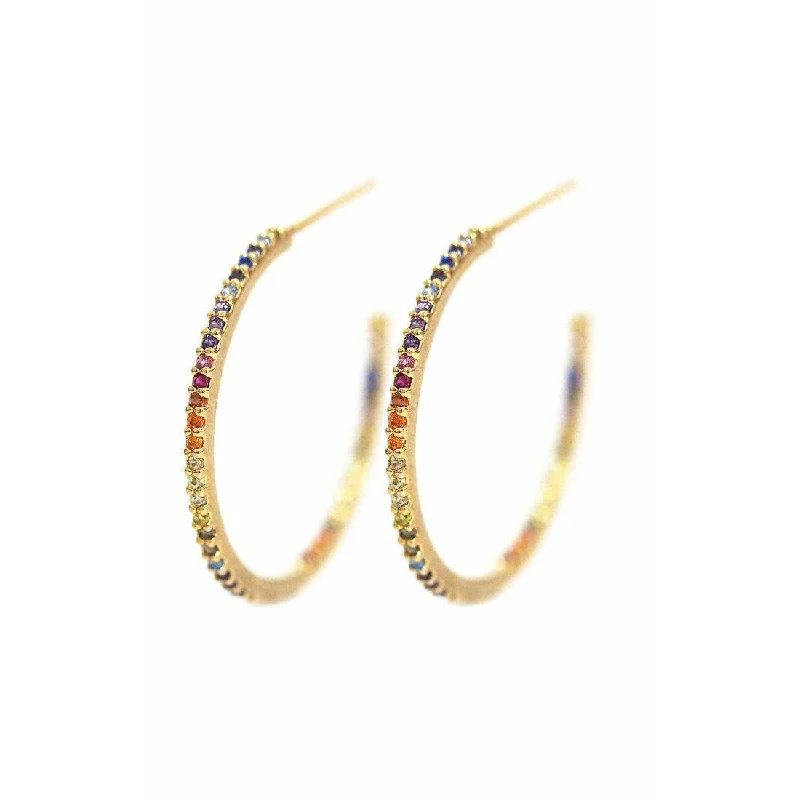 Classic hoop earrings with a thin profile for a sleek and subtle style-TAI Medium Rainbow Hoop