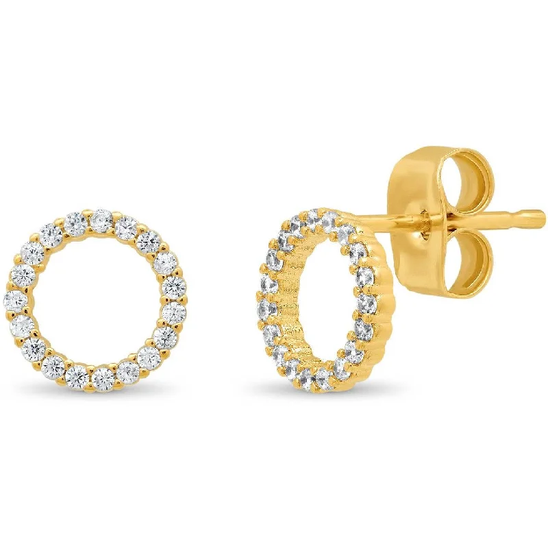 Best hoop earrings with cubic zirconia for a budget-friendly, dazzling look-TAI Open Circle Pave CZ Stud