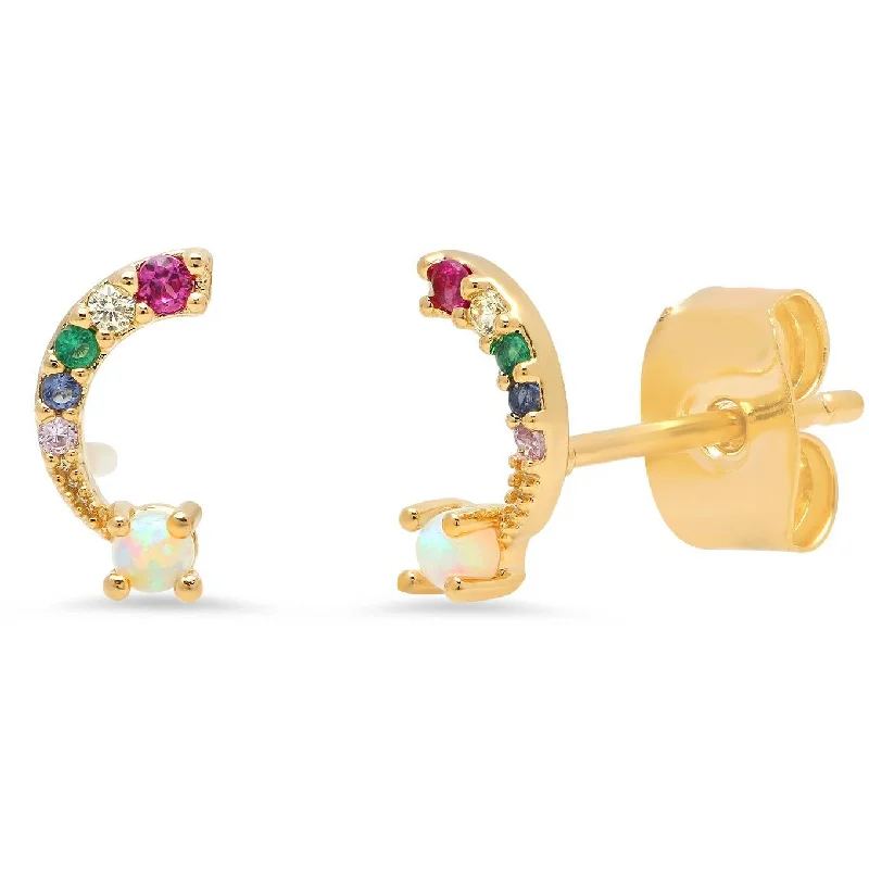 Best hoop earrings with crescent-shaped designs for a bold, moon-inspired style-TAI Over The Rainbow Mini Studs