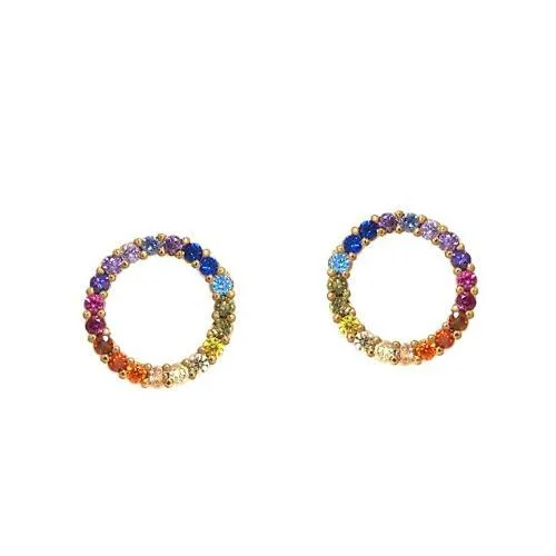 Best hoop earrings with satin ribbons for a soft, feminine appearance-TAI Rainbow Circle Studs