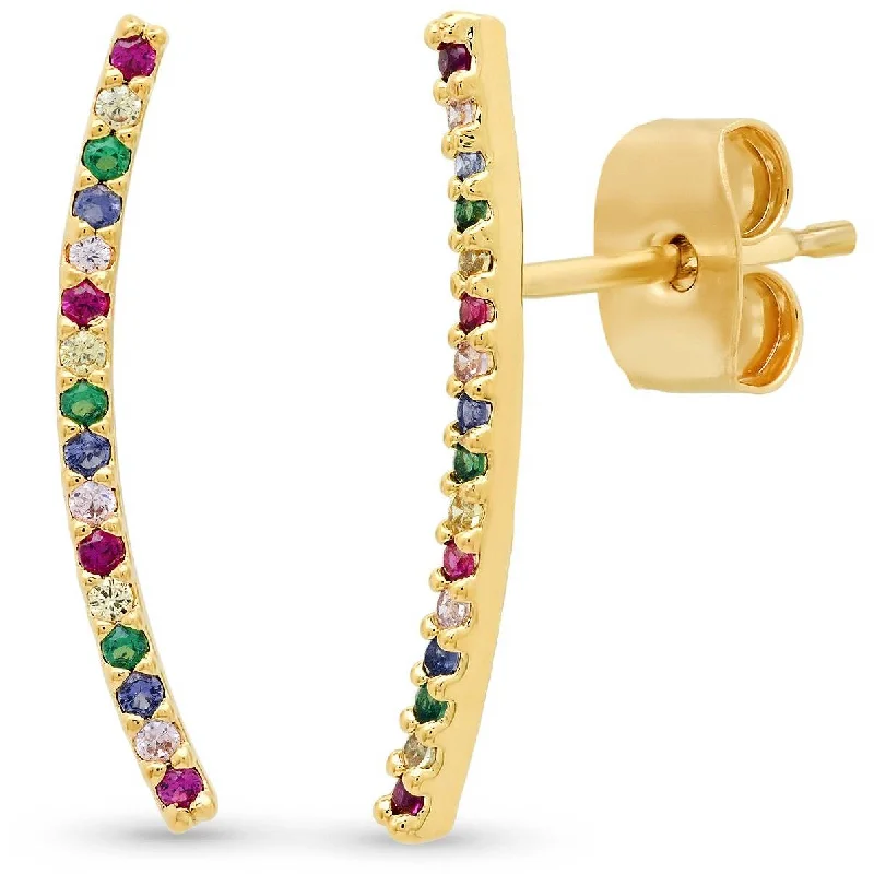 Hoop earrings with rhinestone embellishments for a glamorous and sparkling look-TAI Rainbow Stick Crawler