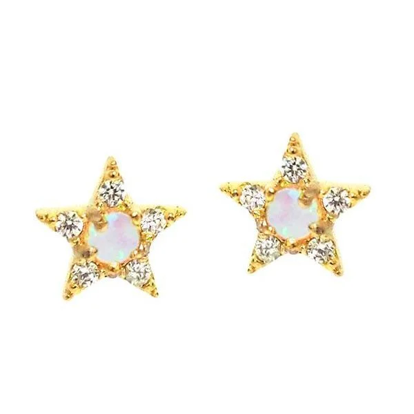 Best hoop earrings with custom designs for a personalized, unique accessory-TAI Star Studs with Opal Center