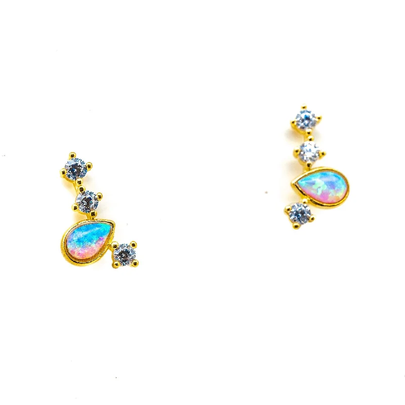 Best hoop earrings with gold for a luxurious and timeless look-TAI Teardrop Opal and CZ Stud Crawler