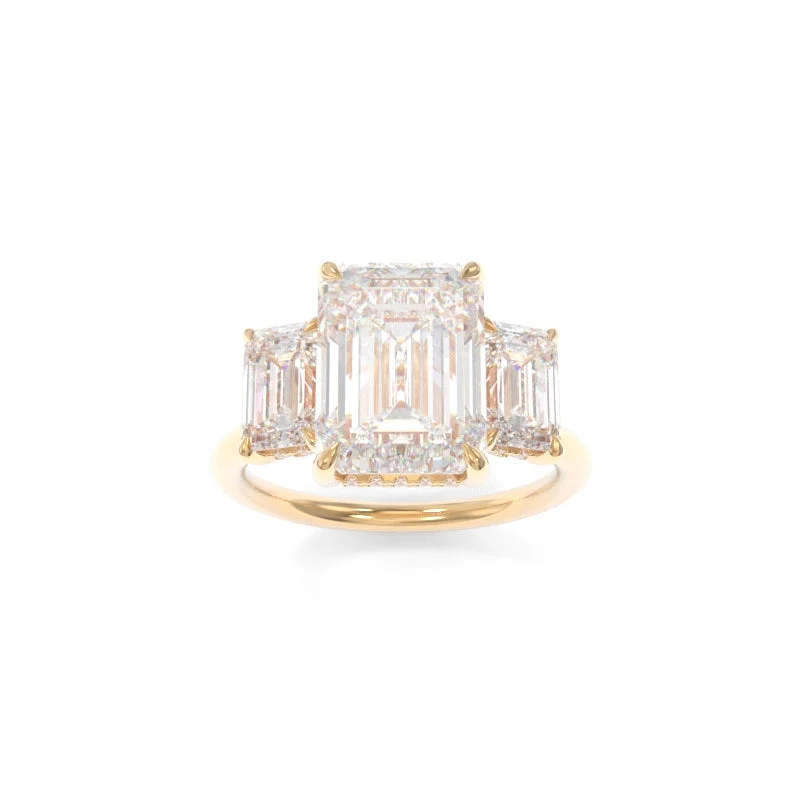 Engagement rings with marquise-cut topaz for shine -Taylor Three Stone Solitaire Emerald