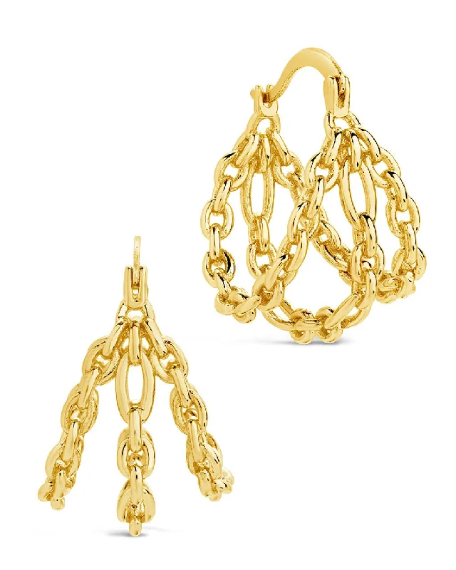 Hoop earrings with luxe velvet finishes for a rich and luxurious touch-Tenly Chain Link Hoop Earrings