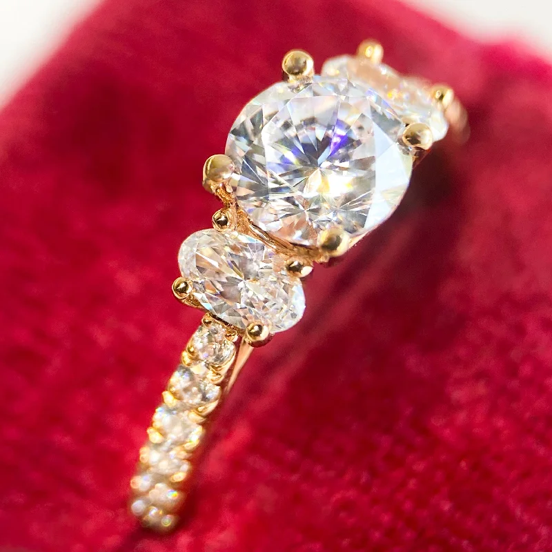 Engagement rings with vine-inspired topaz bands -The "Old World Rose"