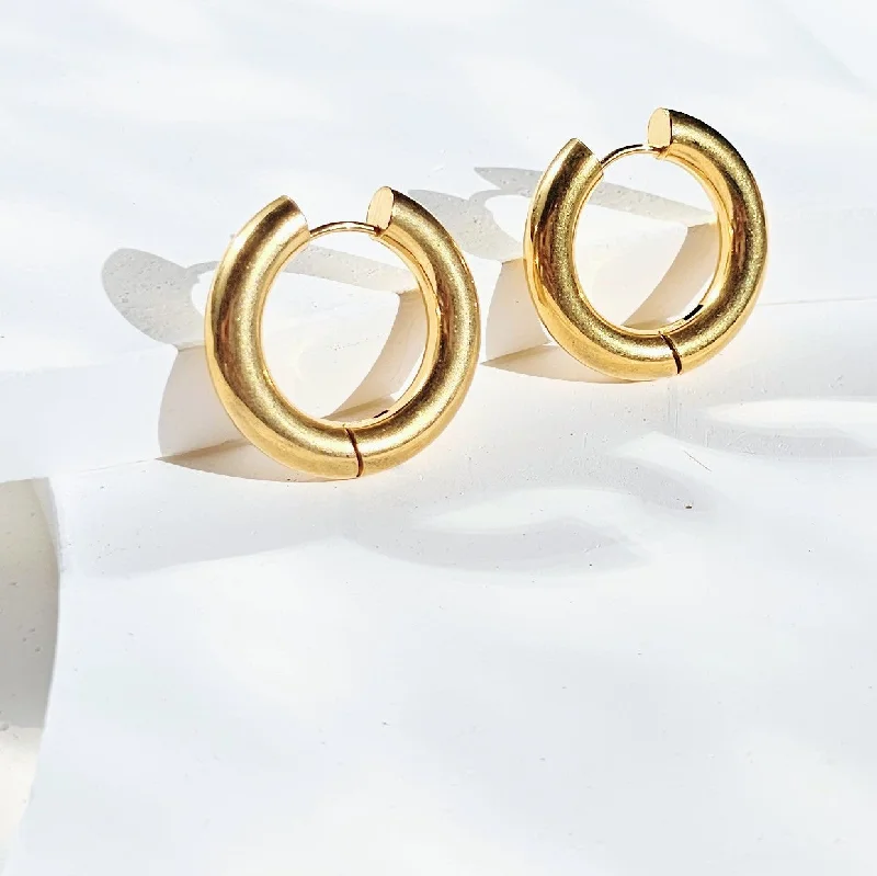 Best hoop earrings with multi-colored gemstones for a vibrant and lively touch-Thick Small Hoops