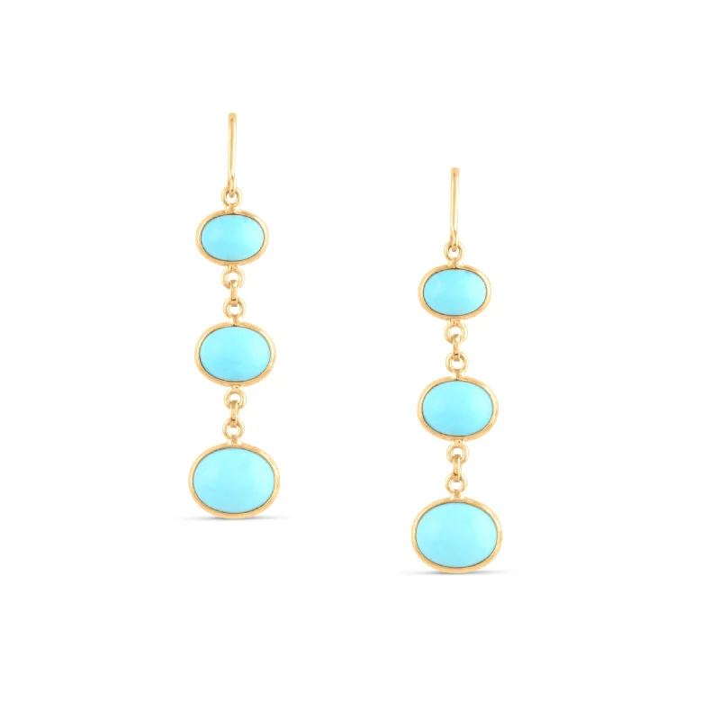 Hoop earrings with stacked layers for a bold and textured design-Gemstone Oval Earring In 18K Yellow Gold