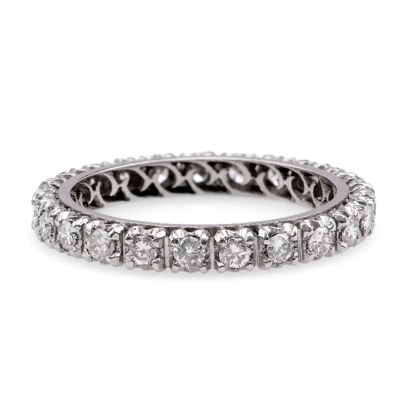 Engagement rings with art deco emerald settings -Vintage Diamond Platinum Eternity Band