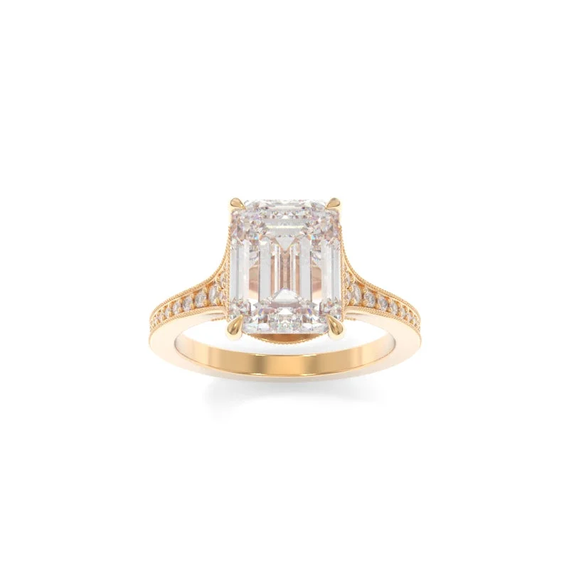 Engagement rings with sleek rose gold twists -Viola Ring Emerald